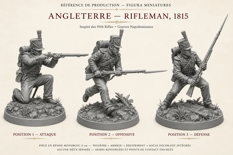 Figurines Britanniques 1815 en résine, fiche de poses 1