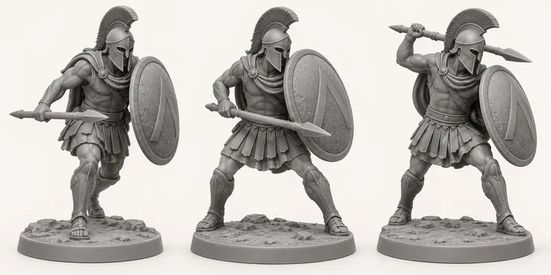 Figurines Grecs en résine, fiche de poses 1