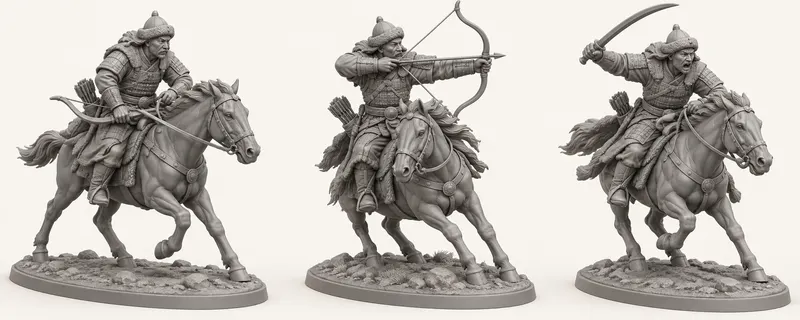 Figurines Huns en résine, fiche de poses 1
