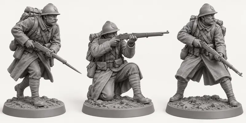 Figurines Poilus en résine, fiche de poses 1