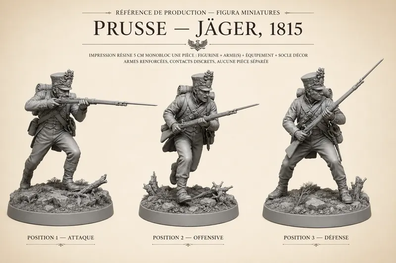 Figurines Prussiens 1815 en résine, fiche de poses 1