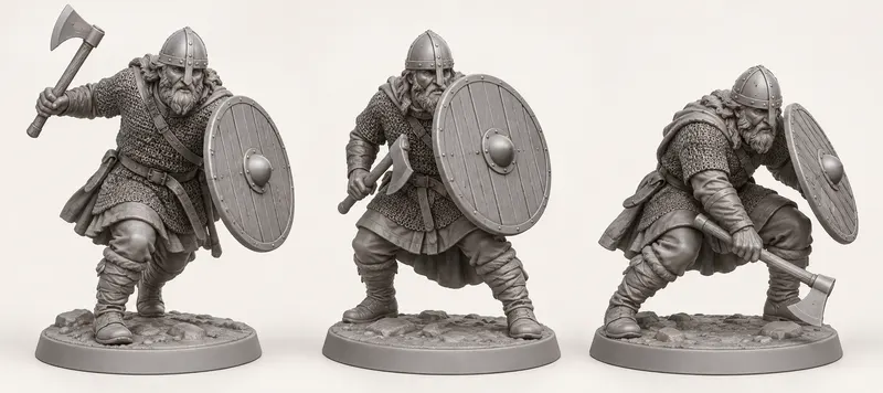 Figurines Vikings en résine, fiche de poses 1