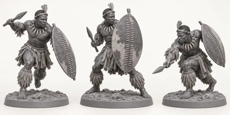 Figurines Zoulous en résine, fiche de poses 1