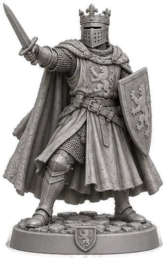 Roi Chevaliers en résine : roi en armure